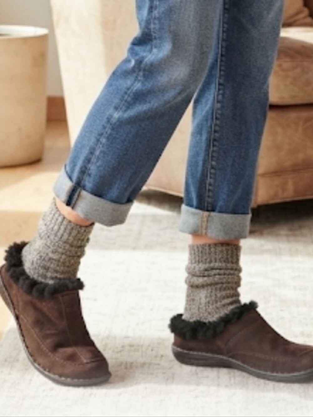 Born Women Mary Jane Leather Dyed Shearling Clog Shoes Sz 8